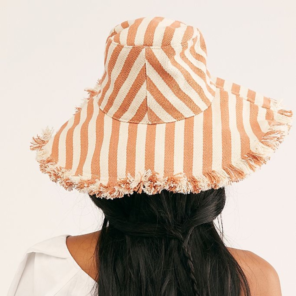 Free People Seaside Stripe Frayed Bucket Hat - Picture 2 of 4